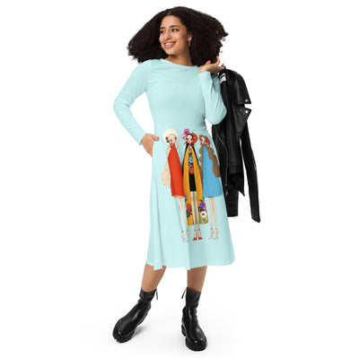 long sleeve midi dress - ModaMix