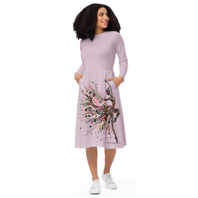 long sleeve midi dress - ModaMix