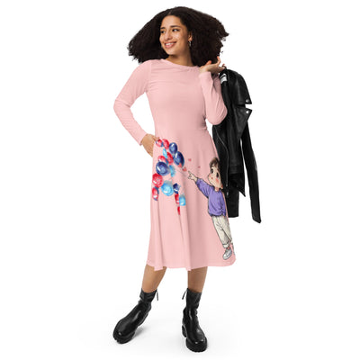 long sleeve midi dress - ModaMix