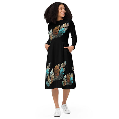 long sleeve midi dress - ModaMix