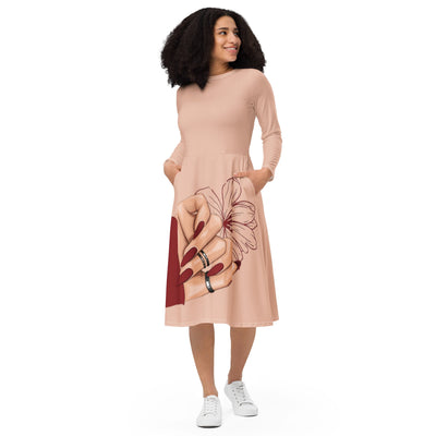 long sleeve midi dress - ModaMix
