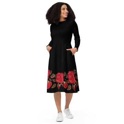long sleeve midi dress - ModaMix