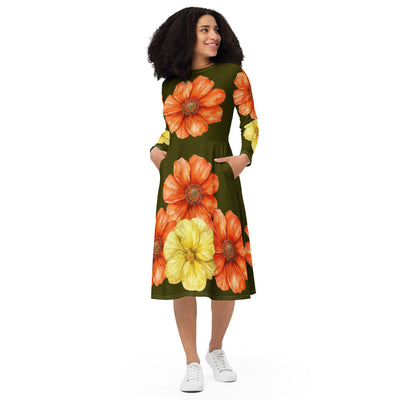 long sleeve midi dress - ModaMix